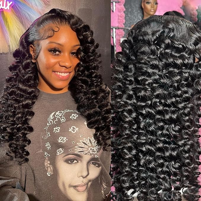 Twigoal Glueless Wigs Human Hair Pre Plucked Pre Cut Loose Deep Wave 28Inch 5x5 HD Lace Closure Wigs Human Hair Wear And Go Glueless Wigs Loose Deep Wave Lace Front Wigs Human Hair Wet and Wavy