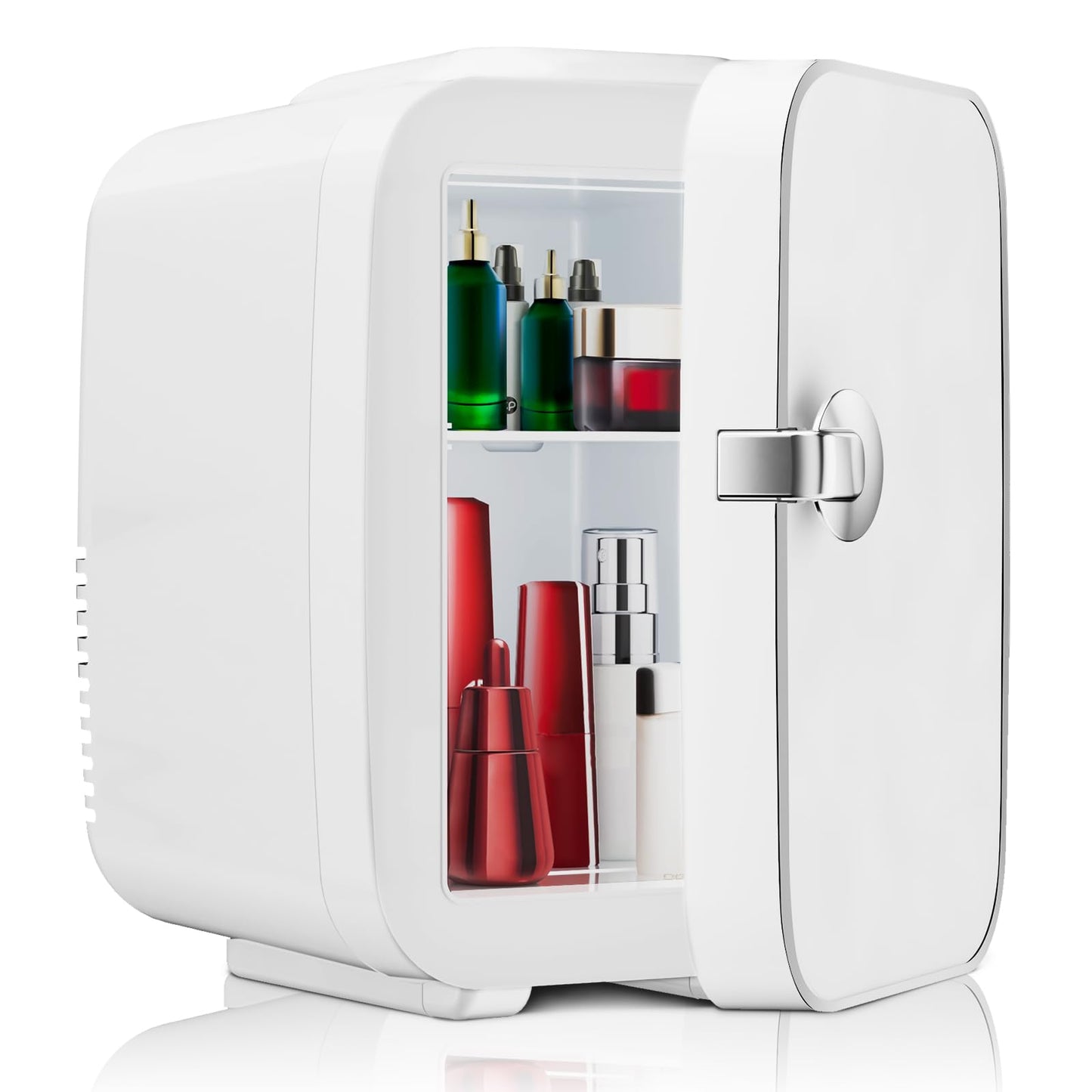 Sweetcrispy Mini Fridge, Portable Small Refrigerator 4L/6 Can Cooler & Warmer Compact Fridges for SkinCare, Food and Drinks, Bedroom, Dorm, Car, Office, White