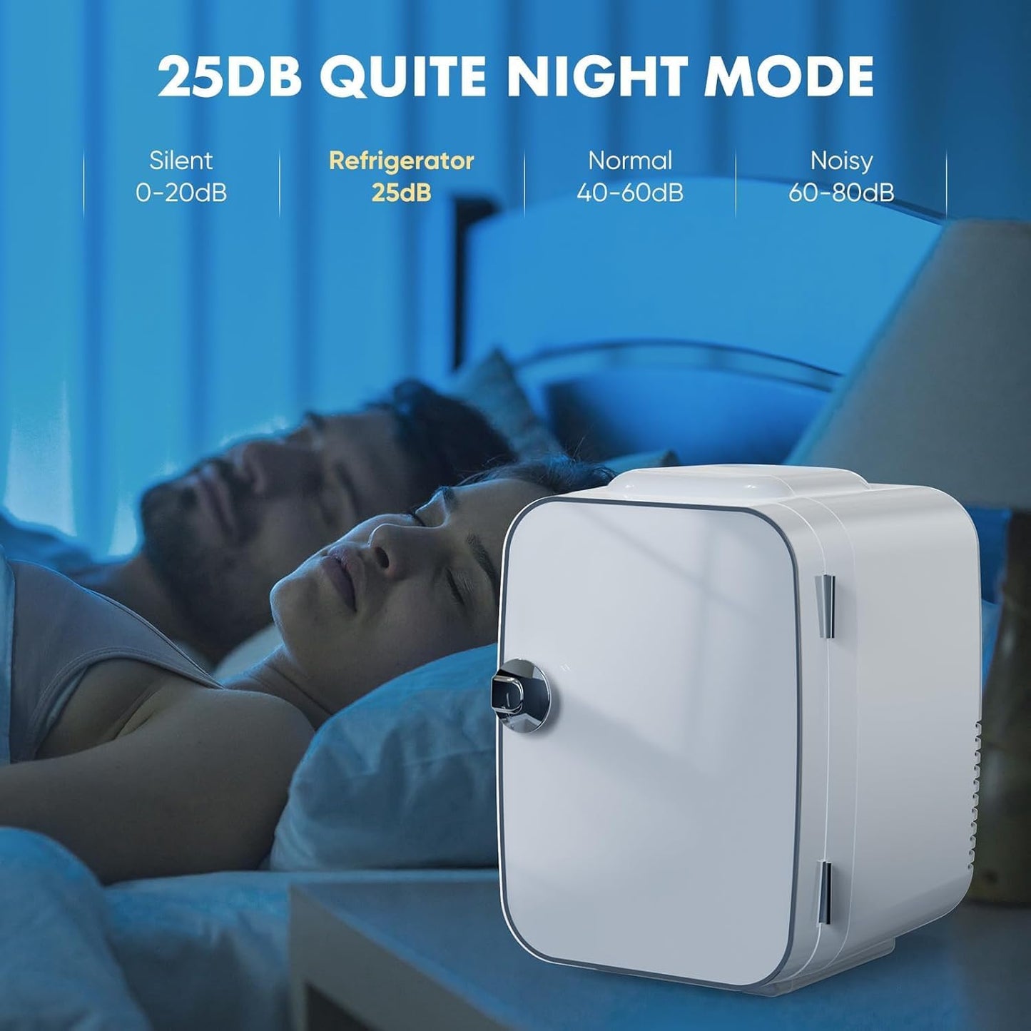 Sweetcrispy Mini Fridge, Portable Small Refrigerator 4L/6 Can Cooler & Warmer Compact Fridges for SkinCare, Food and Drinks, Bedroom, Dorm, Car, Office, White