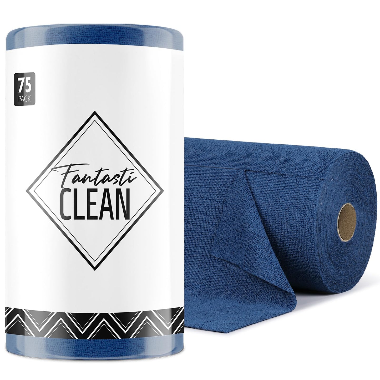 Fantasticlean Microfiber Cleaning Cloth Roll -75 Pack, Tear Away Microfiber Towels, 12" x 12", Reusable, Washable, Scratch Free, Ultra Absorbent Dish Rags for Car, Home, Garage or Shop (Pink)