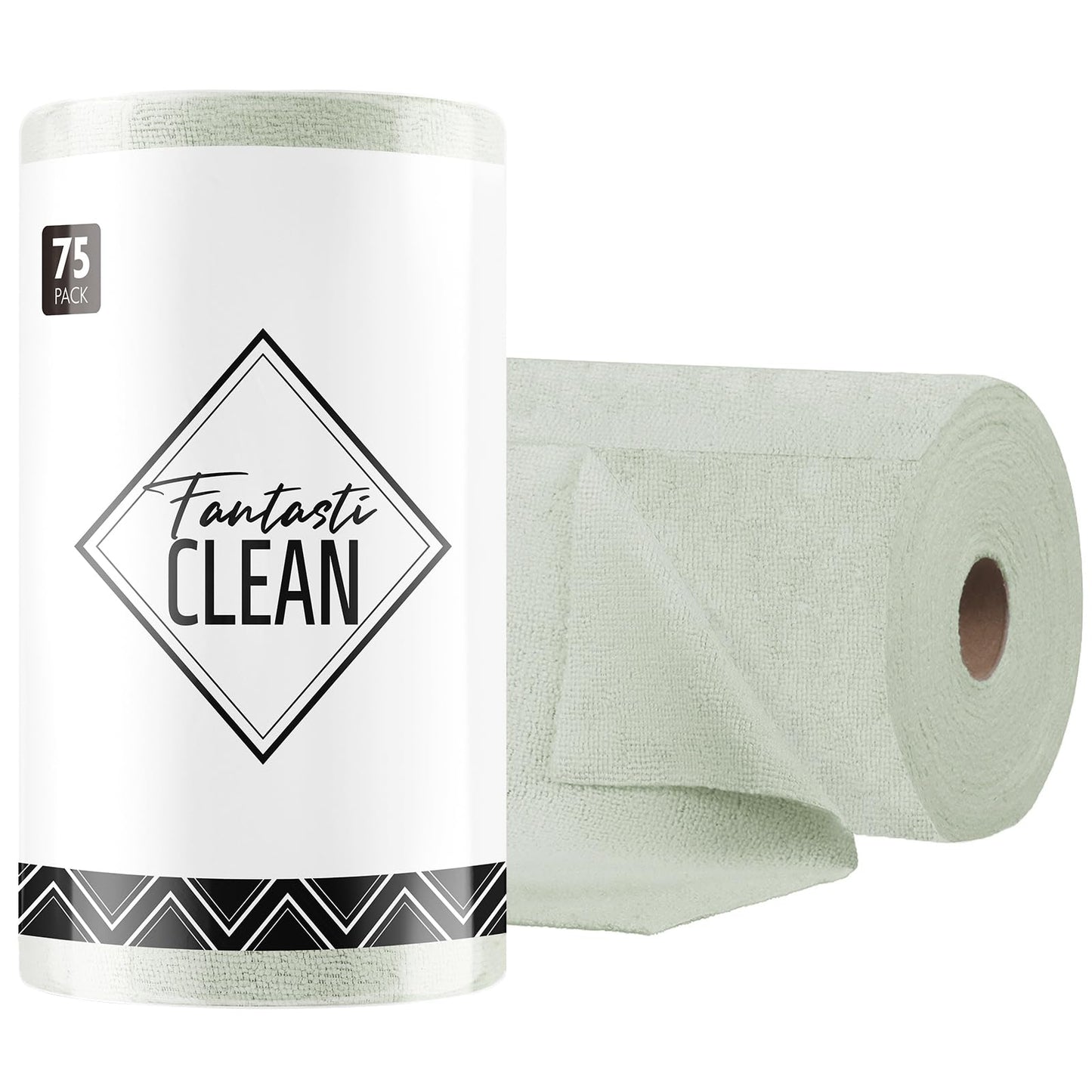 Fantasticlean Microfiber Cleaning Cloth Roll -75 Pack, Tear Away Microfiber Towels, 12" x 12", Reusable, Washable, Scratch Free, Ultra Absorbent Dish Rags for Car, Home, Garage or Shop (Pink)