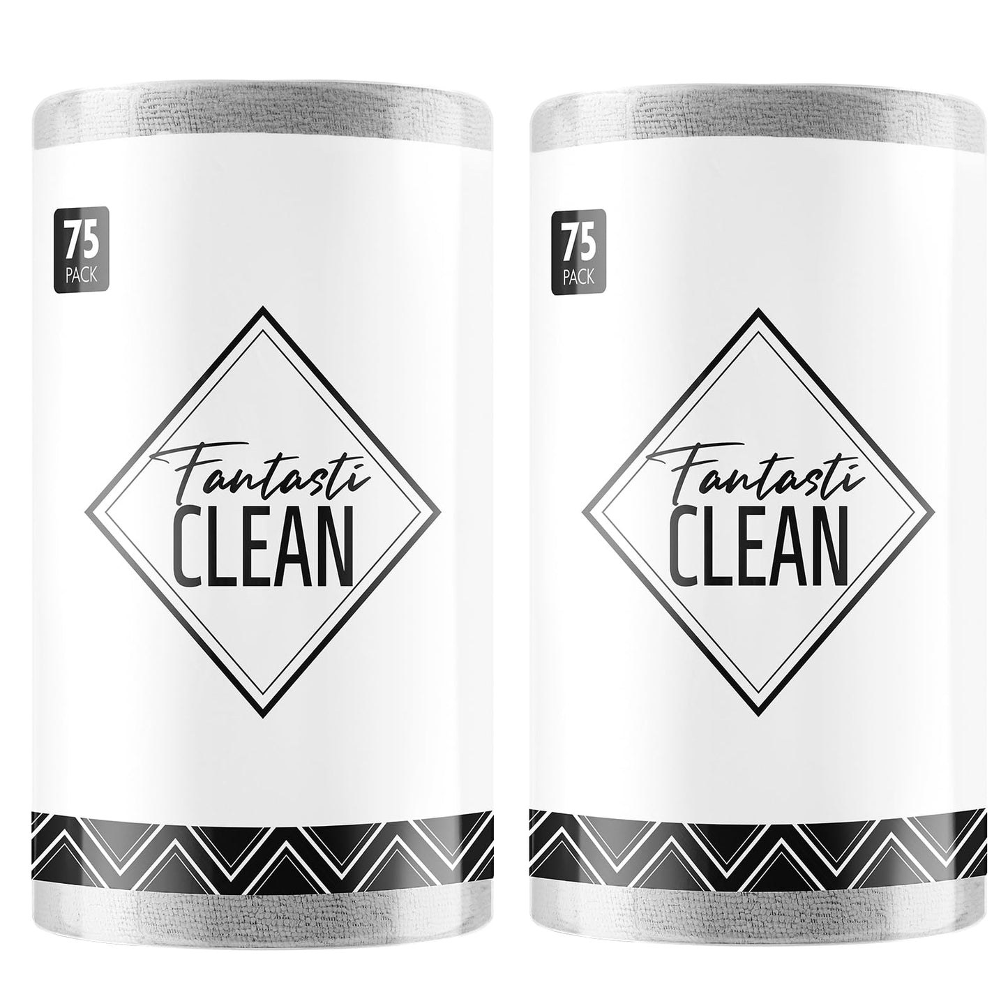 Fantasticlean Microfiber Cleaning Cloth Roll -75 Pack, Tear Away Microfiber Towels, 12" x 12", Reusable, Washable, Scratch Free, Ultra Absorbent Dish Rags for Car, Home, Garage or Shop (Pink)