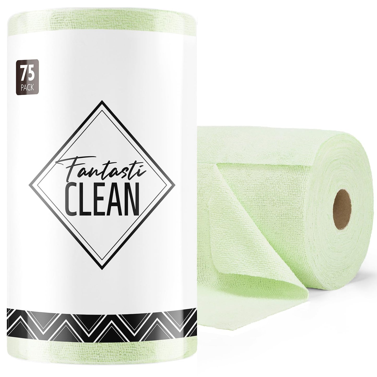 Fantasticlean Microfiber Cleaning Cloth Roll -75 Pack, Tear Away Microfiber Towels, 12" x 12", Reusable, Washable, Scratch Free, Ultra Absorbent Dish Rags for Car, Home, Garage or Shop (Pink)