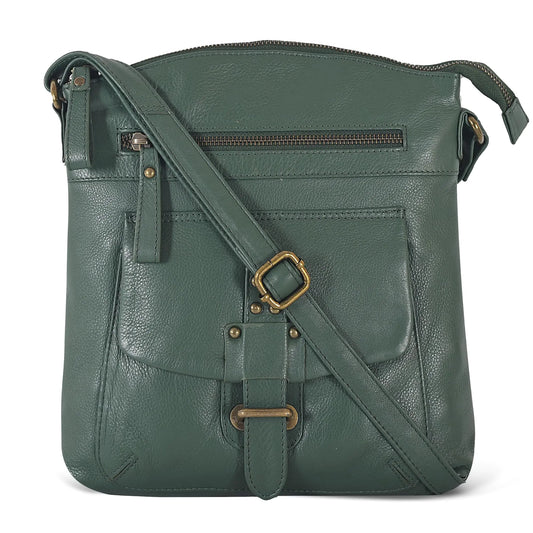 Leather Crossbody Bags for Women - Trendy Leather Crossbody Purses For Women - Medium Size Womens Handbag - Ladies Sling Bag (Olive Wash)