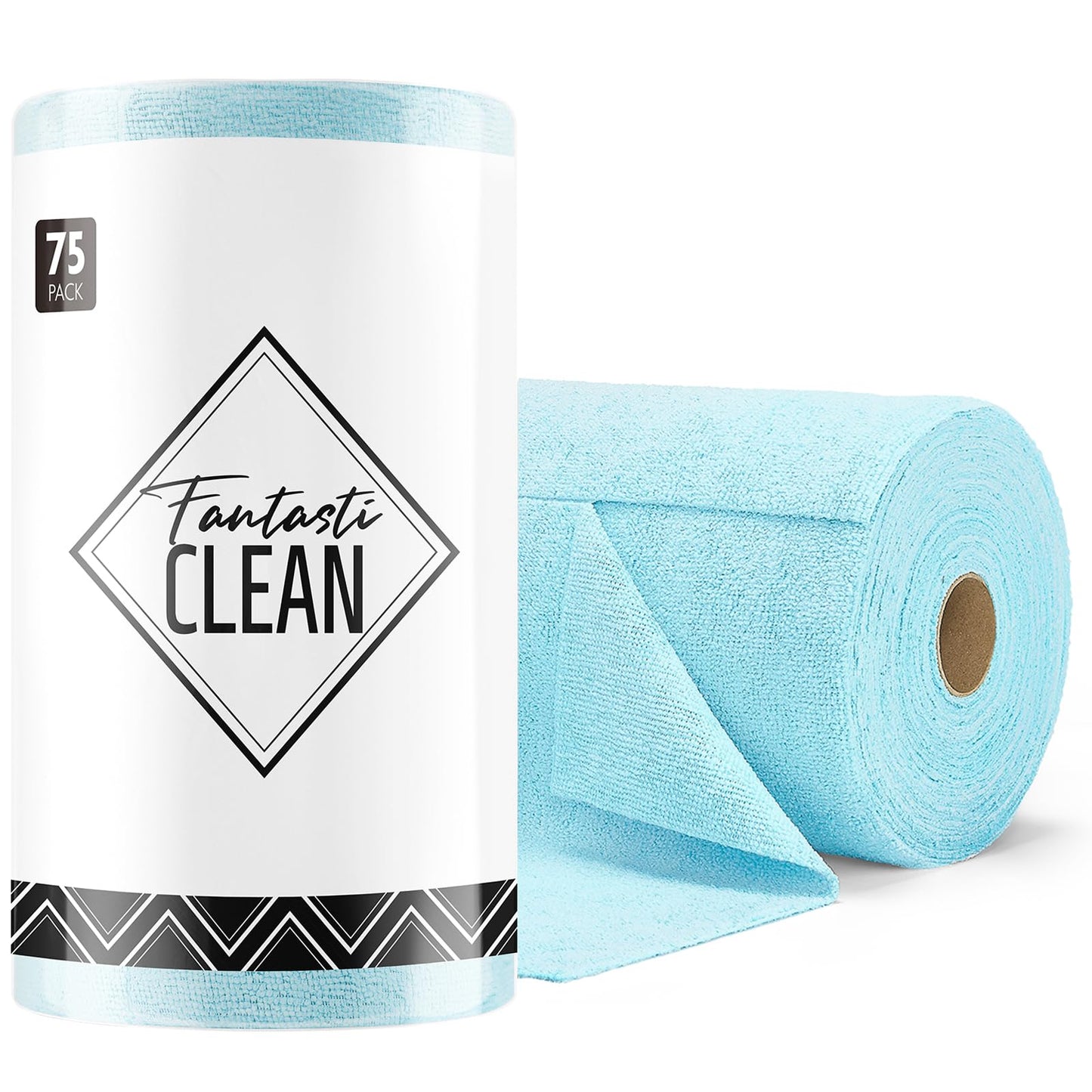 Fantasticlean Microfiber Cleaning Cloth Roll -75 Pack, Tear Away Microfiber Towels, 12" x 12", Reusable, Washable, Scratch Free, Ultra Absorbent Dish Rags for Car, Home, Garage or Shop (Pink)
